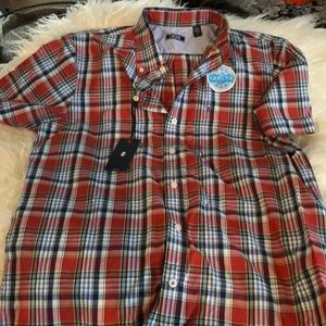 Men’s medium plaid button down shirt